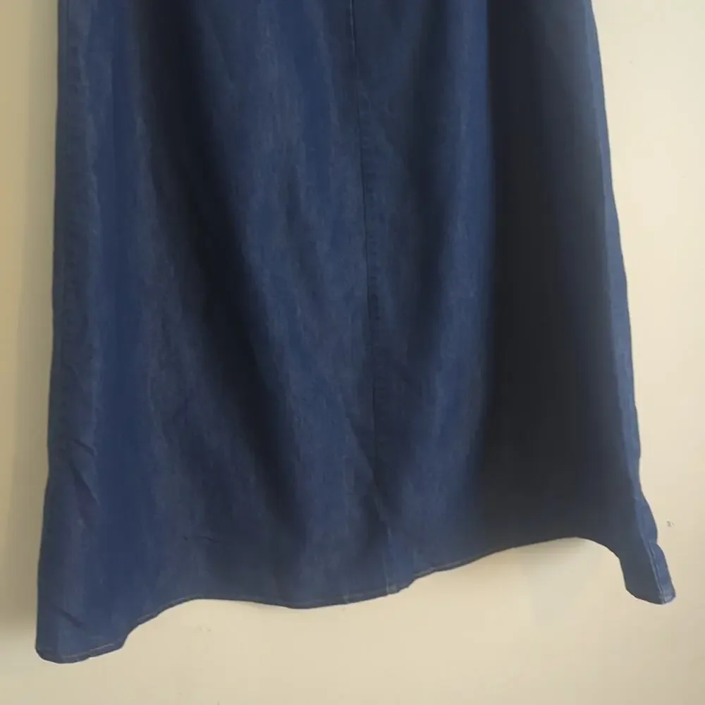 Maxi Cottagecore Prairie Dark Denim High Waisted Skirt Women's Large